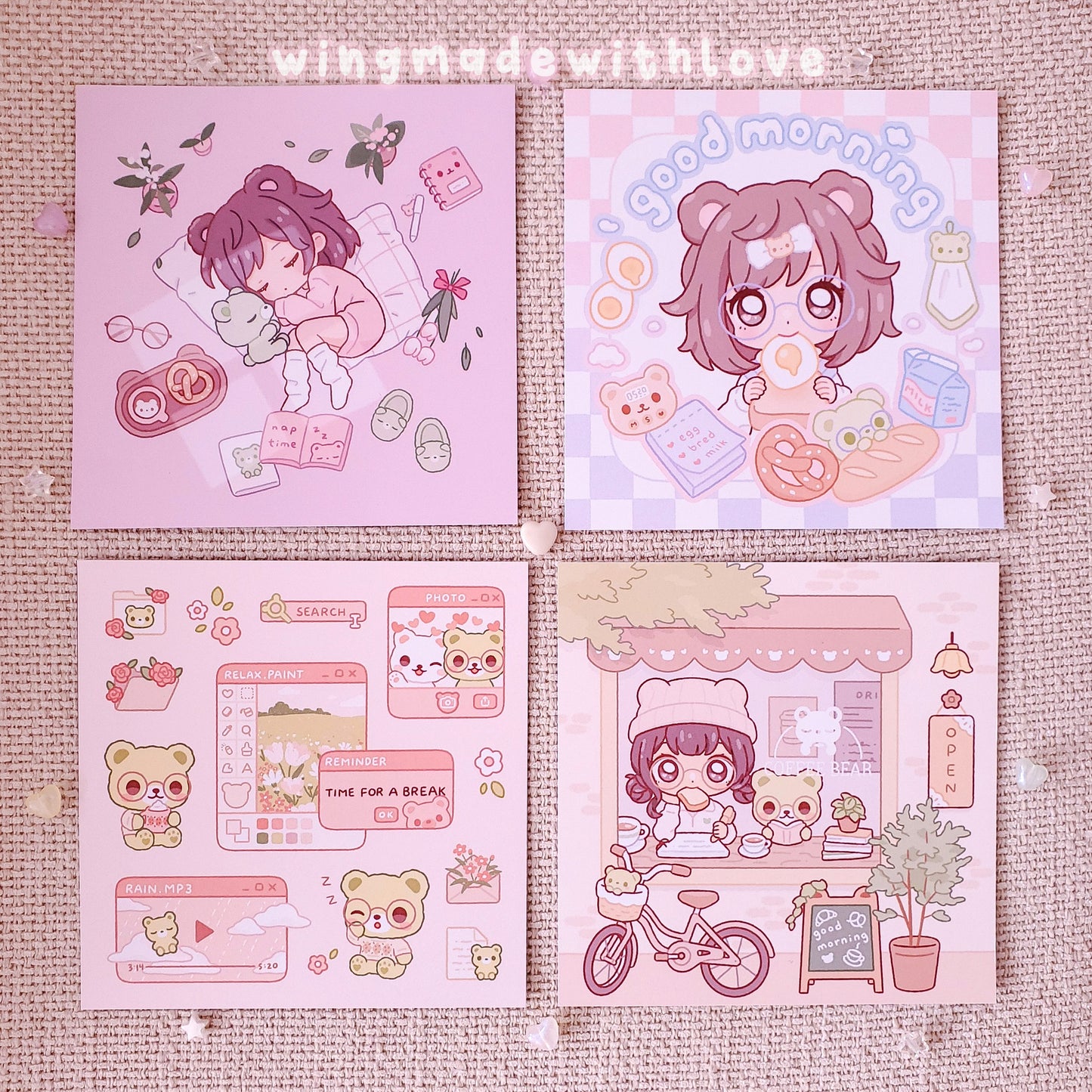 OC Print ♡ Chibi Girl & Matcha Bear