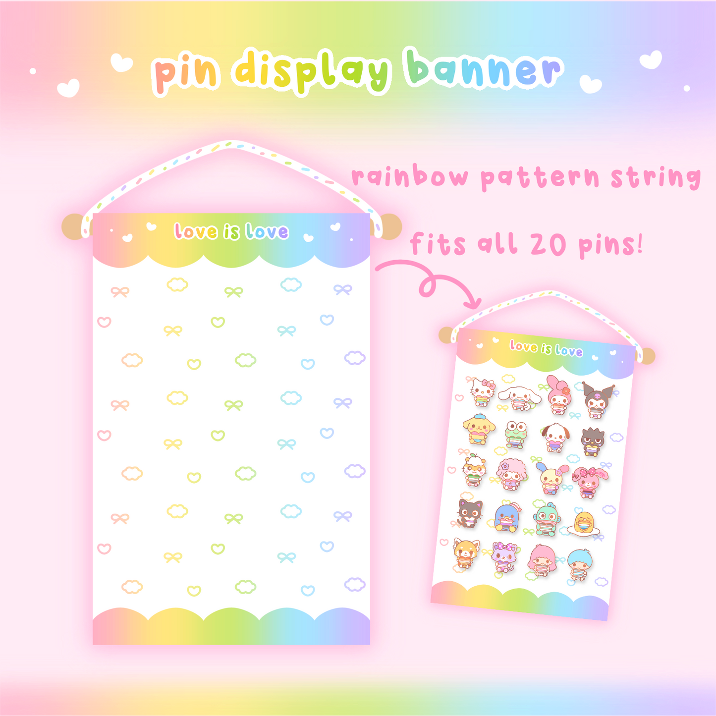 Fanart Pin Display Banner ♡ Kawaii Pride Friends