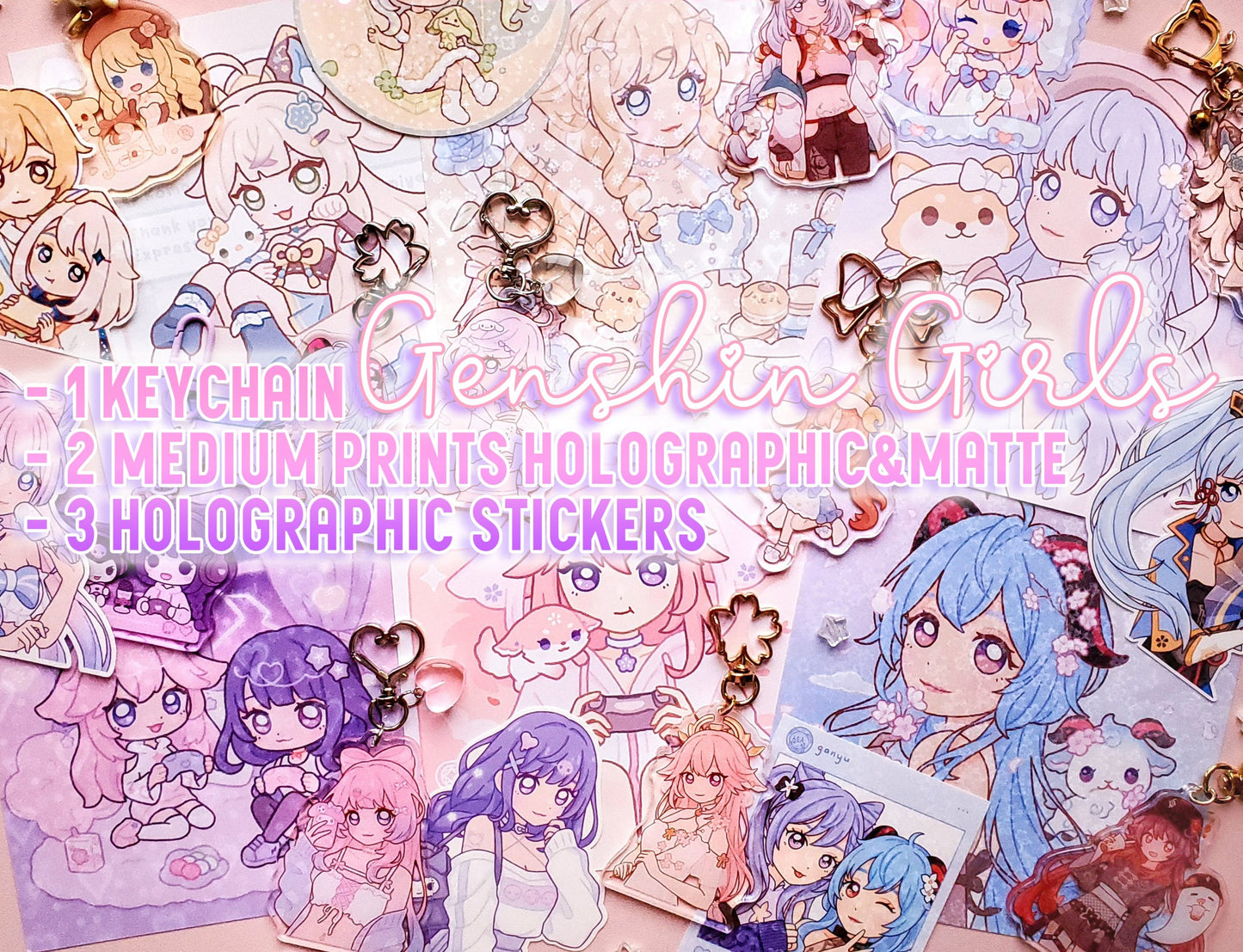Mystery Pack ♡ Genshin Keychain Prints Stickers