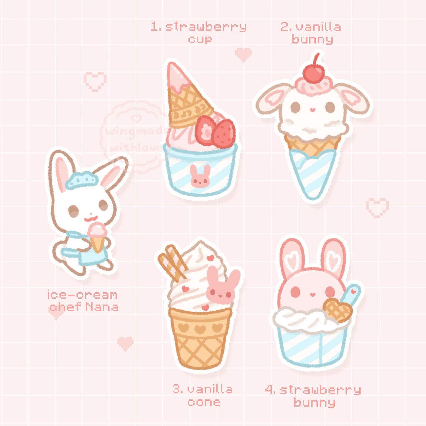OC Stickers ♡ Ice Cream Cake Bunny