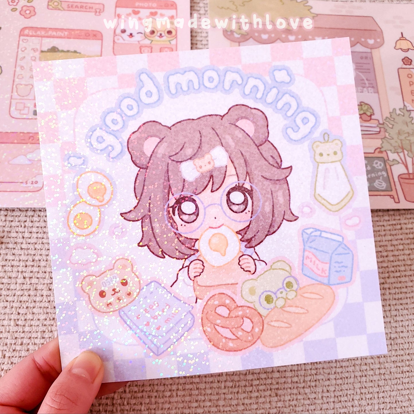 OC Print ♡ Chibi Girl & Matcha Bear