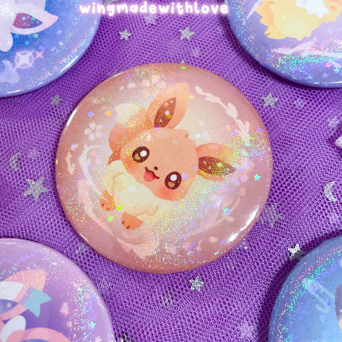 Fanart Pin Buttons 58mm ♡ Elemental Fox Kitsune