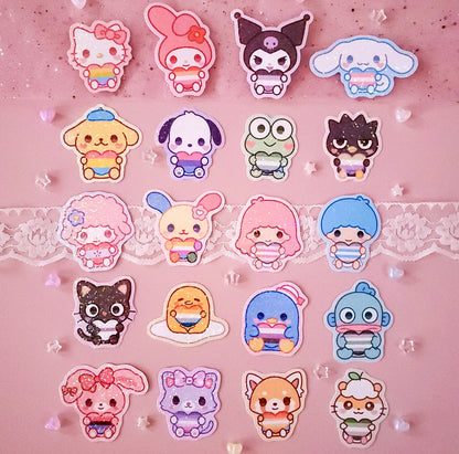 Kawaii pride friends holographic stickers 