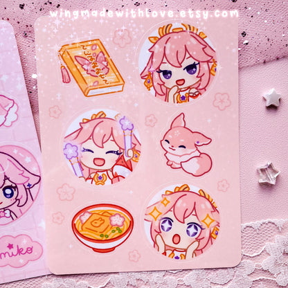 Genshin Sticker Sheet ♡ Eimiko Raiden Yae Miko